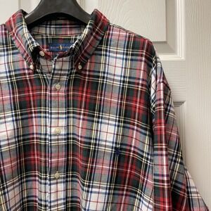Ralph Lauren Shirt Mens 3XB Big Tartan Red/White‎ Plaid Long Sleeve Flannel